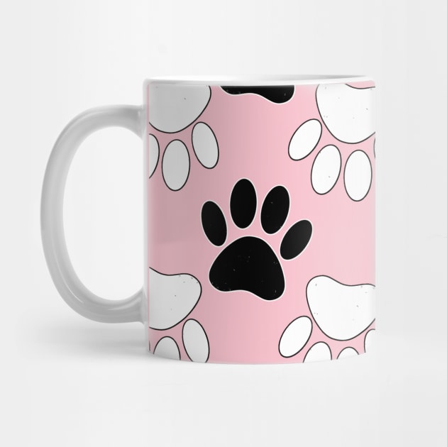 Cute Black And White Dog Paws On Pink by Braznyc